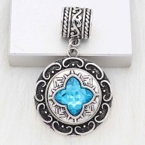 20MM snap sliver Plated with blue rhinestones  KC6684 snaps jewelry