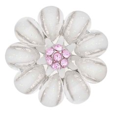 20MM White rhinestones flower snap with rhinestones  KC6677 snaps jewelry