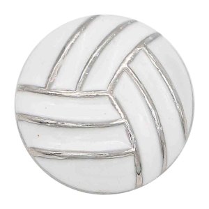 20MM Volleyball with white enamel snap sliver Plated KC6675 snaps jewelry