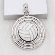 20MM Volleyball with white enamel snap sliver Plated KC6675 snaps jewelry