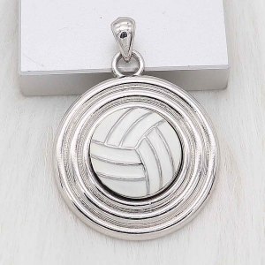 20MM Volleyball with white enamel snap sliver Plated KC6675 snaps jewelry
