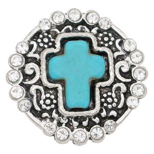 20MM snap cyan Stone of Cross sliver Plated with  rhinestones  KC6685 snaps jewelry