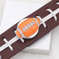 20MM Football with orange enamel  snap sliver Plated with rhinestones KC6667 snaps jewelry