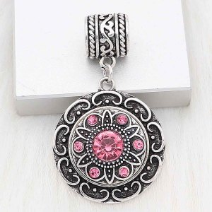 20MM snap sliver Plated with pink rhinestones  KC6682 snaps jewelry