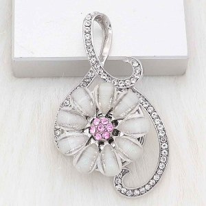 20MM White rhinestones flower snap with rhinestones  KC6677 snaps jewelry