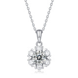 1 CT DEF 6.5mm VVS Romantic snowflake Moissanite Sterling Silver Pendant Necklace Platinum plating 45CM chain
