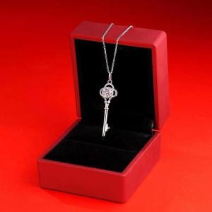 1 CT DEF 6.5mm VVS Moissanite key necklace  Sterling Silver Pendant Necklace Platinum plating 45CM chain