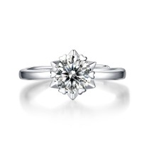 0.5-3 CT DEF VVS 6.5mm Star Ring Moissanite Diamond Sterling Silver Classic Ring  Platinum plating adjustable size
