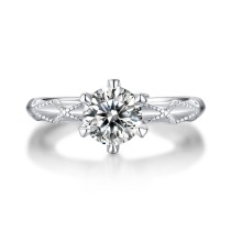 0.5-3 CT DEF VVS 6.5mm The Oath of Love Moissanite Diamond Sterling Silver Classic Ring  Platinum plating adjustable size