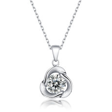 1 CT DEF 6.5mm VVS Moissanite clover necklace necklace  Sterling Silver Pendant Necklace Platinum plating 45CM chain