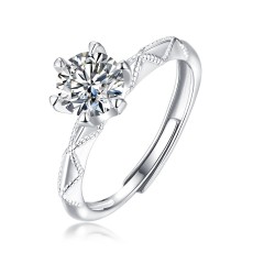 0.5-3 CT DEF VVS 6.5mm The Oath of Love Moissanite Diamond Sterling Silver Classic Ring  Platinum plating adjustable size