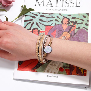 Fashion magnet buckle woven bracelet pendant Python pattern colorful shell women's Bracelet