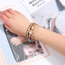 Pu square brick multi-layer braided wave Bracelet leopard Bracelet