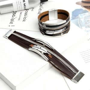 Leather Bracelet national style woven feather wide edge Bracelet