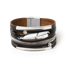 Leather Bracelet national style woven feather wide edge Bracelet