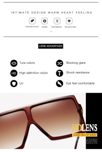 Large frame sunglasses female square multicolor personalized Sunglasses