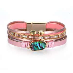 Simple girl Bracelet Bohemian style multilayer leather shell bracelet