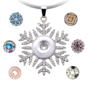 Christmas snowflakes  Necklace  52cm black  Line chain fit 20MM chunks snaps jewelry