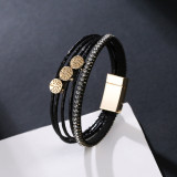 New PU Leather Multi stick diamond bracelet Life Tree Bohemian fashion girl Bracelet