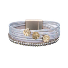 New PU Leather Multi stick diamond bracelet Life Tree Bohemian fashion girl Bracelet