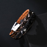 Bohemian National Style Bracelet multi layer leather woven Handmade Beaded Crystal Bracelet