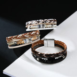 Bohemian National Style Bracelet multi layer leather woven Handmade Beaded Crystal Bracelet