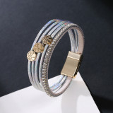 New PU Leather Multi stick diamond bracelet Life Tree Bohemian fashion girl Bracelet
