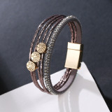 New PU Leather Multi stick diamond bracelet Life Tree Bohemian fashion girl Bracelet