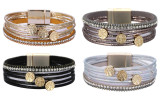 New PU Leather Multi stick diamond bracelet Life Tree Bohemian fashion girl Bracelet