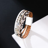 Bohemian National Style Bracelet multi layer leather woven Handmade Beaded Crystal Bracelet
