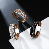 Bohemian National Style Bracelet multi layer leather woven Handmade Beaded Crystal Bracelet
