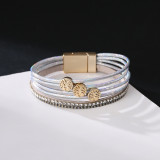New PU Leather Multi stick diamond bracelet Life Tree Bohemian fashion girl Bracelet