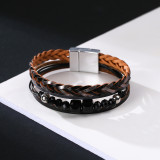 Bohemian National Style Bracelet multi layer leather woven Handmade Beaded Crystal Bracelet