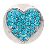 20MM love design snap silver Plated and blue rhinestone