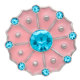 20MM Flower snap Silver Plated with blue Rhinestone and pink enamel  snaps jewelry