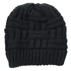 Hollow horsetail knitted hat with open back for women's wool warm hat
