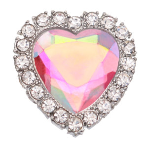 20MM love metal silver plated snap with rhinestone  charms snaps jewelry
