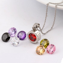 DIY changeable 8 colors zircon Stainless Steel Necklace 45CM