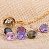 DIY changeable 8 colors zircon Stainless Steel Necklace 45CM