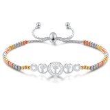 Adjustable length Stainless Steel Cross Bracelet with zircon