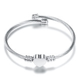 Stainless Steel Wire Bracelet Heart shaped bead bracelet