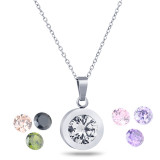 DIY changeable 8 colors zircon Stainless Steel Necklace 45CM