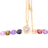 DIY changeable 8 colors zircon Stainless Steel Necklace 45CM