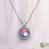 20MM flower metal silver plated snap with enamel  charms snaps jewelry