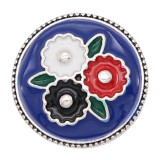 20MM flower metal silver plated snap with enamel  charms snaps jewelry