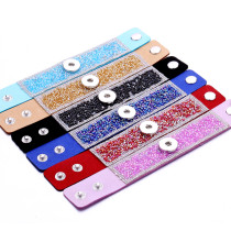 20CM 1 buttons leather with rhinestone new type Bracelet fit 20mm snaps chunks