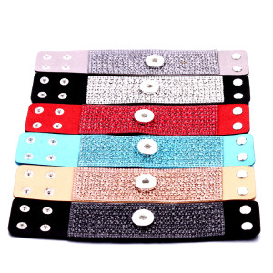20CM 1 buttons leather with rhinestone new type Bracelet fit 20mm snaps chunks