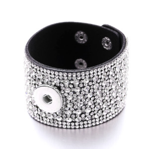 20CM 1 buttons leather with rhinestone new type Bracelet fit 20mm snaps chunks