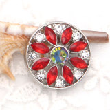 20MM flower metal silver plated snap with rhinestone  charms snaps jewelry