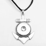Necklace silver  Adjustable leather rope fit 20MM chunks snaps jewelry